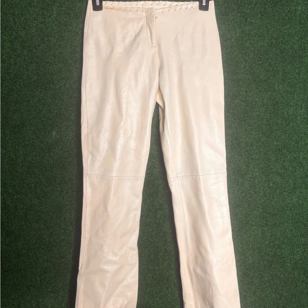 Cache Off-White Leather Pants - Picture 1 of 3